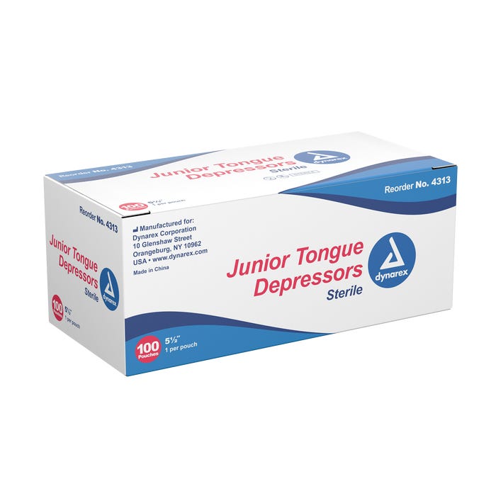 Depressor Tongue Junior Sterile 1's 5.5' (1/PK 100PK/BX 10BX/CS) by Dynarex Corporation  ID 4313